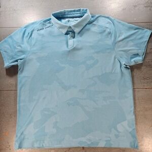 Under Amour Polo Shirt Mens XL Heatgear Loose Blue Camouflage Mesh Golf Stretch